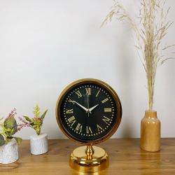 Mey İthalat® Gold Metal Sade Masa Saati 25×20 cm
