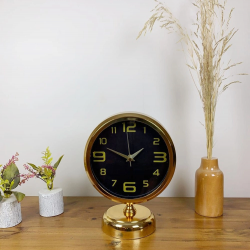 Mey İthalat® Gold Metal Siyah İnci Masa Saati 25×20 cm