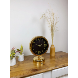 Mey İthalat® Gold Metal Siyah İnci Masa Saati 25×20 cm