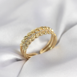 Mey İthalat® Gold Renk Başak Model Zirkon Taşlı Kadın Yüzük