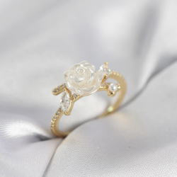 Mey İthalat® Gold Renk Gül Model Zirkon Taşlı Kadın Yüzük