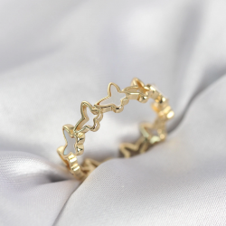 Mey İthalat® Gold Renk Kelebek Model Pirinç Kadın Yüzük