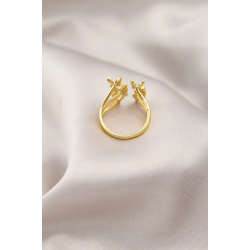 Mey İthalat® Gold Renk Metal Kelebek Model Kadın Yüzük