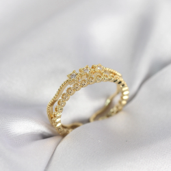 Mey İthalat® Gold Renk Minimal Yıldızlı Model Kadın Yüzük