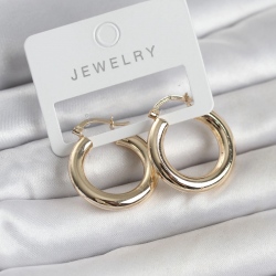 Mey İthalat® Gold Renk Pirinç Halka 25 mm Kadın Küpe