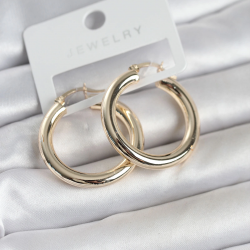 Mey İthalat® Gold Renk Pirinç Halka 30 mm Kadın Küpe