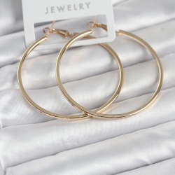 Mey İthalat® Gold Renk Pirinç Köşeli Kenar Halka 54 mm Kadın Küpe