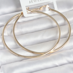Mey İthalat® Gold Renk Pirinç Köşeli Kenar Halka 72 mm Kadın Küpe