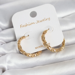 Mey İthalat® Gold Renk Pirinç Tırtık Model Kadın Küpe