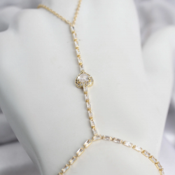 Mey İthalat® Gold Renk Pirinç Zirkon Taşlı Kalp Model Şahmeran