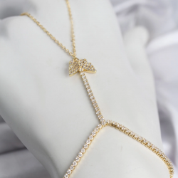 Mey İthalat® Gold Renk Pirinç Zirkon Taşlı Kelebek Model Şahmeran
