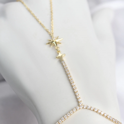 Mey İthalat® Gold Renk Pirinç Zirkon Taşlı Kutup Yıldızı Model Şahmeran
