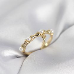 Mey İthalat® Gold Renk Sallantılı Kemik Model Kadın Yüzük