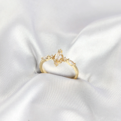 Mey İthalat® Gold Renk Vintage Model Zirkon Taşlı Yüzük