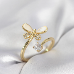 Mey İthalat® Gold Renk Yusufçuk Model Zirkon Taşlı Kadın Yüzük