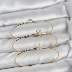 Mey İthalat® Gold Renk Zirkon Taşlı Pirinç 3'lü Kadın Bileklik Kombini