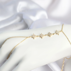 Mey İthalat® Gold Renk Zirkon Taşlı Sıralı Kutup Yıldızı Model Şahmeran