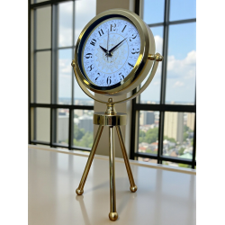 Mey İthalat® Gold Royal Motifli Üç Ayaklı Metal Masa Saati