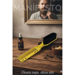 Mey İthalat® Gold Sakal Bıyık Tarama Fırçası  Sakal Bıyık Tarama Fırçası Çift Taraflı Sakal Tarak ve Fırça – Şekillendirici, Anti-Statik 721411