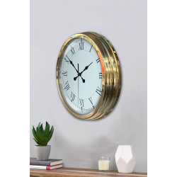 Mey İthalat® Gold Şık 40 Cm Metal Roma Rakamlı Duvar Saati