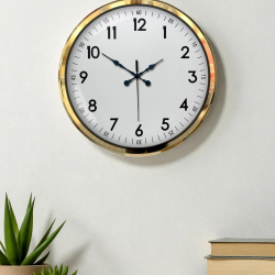 Mey İthalat® Gold & White Luxury Classic 52 Cm Metal Duvar Saati