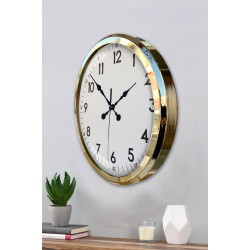 Mey İthalat® Gold & White Luxury Classic 52 Cm Metal Duvar Saati