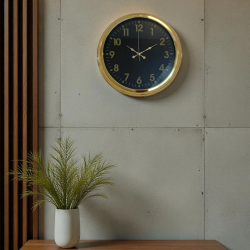 Mey İthalat® Golden Night Luxury 40 Cm Metal Duvar Saati