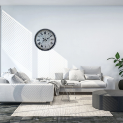 Mey İthalat® Gri 36 Cm Atlas Modern Tasarım Duvar Saati