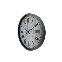 Mey İthalat® Gri 36 Cm Atlas Modern Tasarım Duvar Saati
