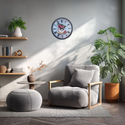 Mey İthalat® Gri Flower Cup 36 Cm Duvar Saati