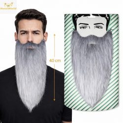 Mey İthalat® Gri Renk Lastikli Uzun Takma Sakal 40 cm