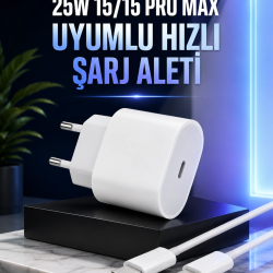 Mey İthalat® Güç Adaptörü ve Kablosu Şarj Aleti 15/15 Pro Max Uyumlu Hızlı Şarj
