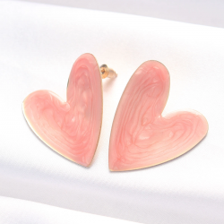 Mey İthalat® Gül Kurusu Renk Mineli Kalp Küpe