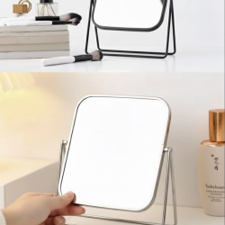 Mey İthalat® Gümüş Renk Ayarlanabilir KARE Metal Ayaklı Masa Üstü Makyaj Aynası
