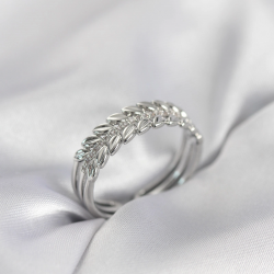 Mey İthalat® Gümüş Renk Başak Model Zirkon Taşlı Kadın Yüzük