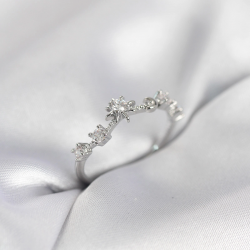 Mey İthalat® Gümüş Renk Gece Temalı Zirkon Taşlı Kadın Yüzük