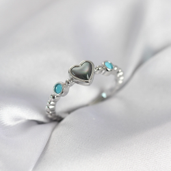 Mey İthalat® Gümüş Renk Hematit Taşlı Kadın Yüzük