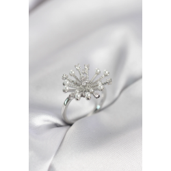 Mey İthalat® Gümüş Renk Karahindiba Model Zirkon Taşlı Kadın Yüzük