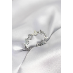 Mey İthalat® Gümüş Renk Kelebek Model Pirinç Kadın Yüzük