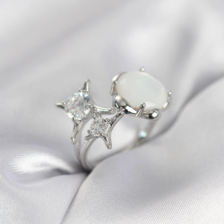 Mey İthalat® Gümüş Renk Kutup Yıldızı Model Kadın Yüzük