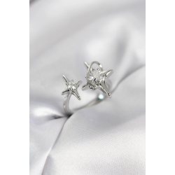 Mey İthalat® Gümüş Renk Kutup Yıldızı Model Zirkon Taşlı Kadın Yüzük