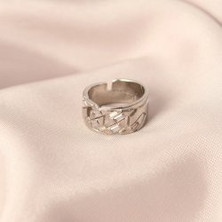 Mey İthalat® Gümüş Renk Metal Taşlı Model Ayarlanabilir Kadın Yüzük