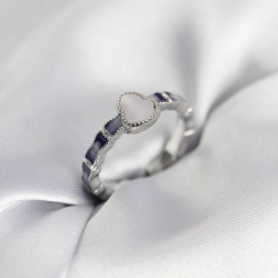 Mey İthalat® Gümüş Renk Mineli Su Kabağı Model Kadın Yüzük