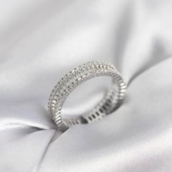 Mey İthalat® Gümüş Renk Minimal Zirkon Taşlı Kadın Yüzük