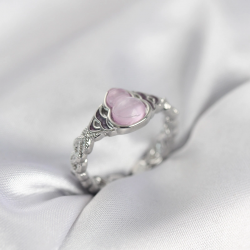 Mey İthalat® Gümüş Renk Pembe Damla Model Kadın Yüzük