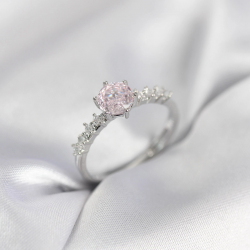 Mey İthalat® Gümüş Renk Pembe Tek Taş Model Zirkon Taşlı Kadın Yüzük