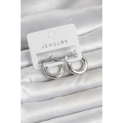 Mey İthalat® Gümüş Renk Pirinç Halka 20 mm Kadın Küpe