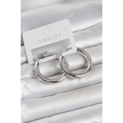 Mey İthalat® Gümüş Renk Pirinç Halka 30 mm Kadın Küpe