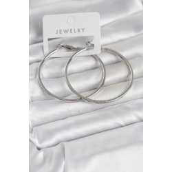 Mey İthalat® Gümüş Renk Pirinç Köşeli Kenar Halka 54 mm Kadın Küpe