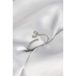 Mey İthalat® Gümüş Renk Pirinç Kuyruklu Kalp Model Kadın Yüzük